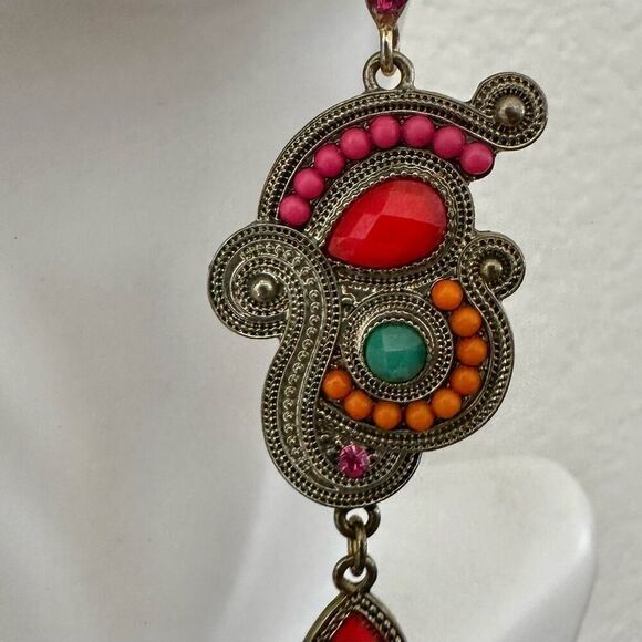 Colorful drop statement earrings - Picture 9 of 10